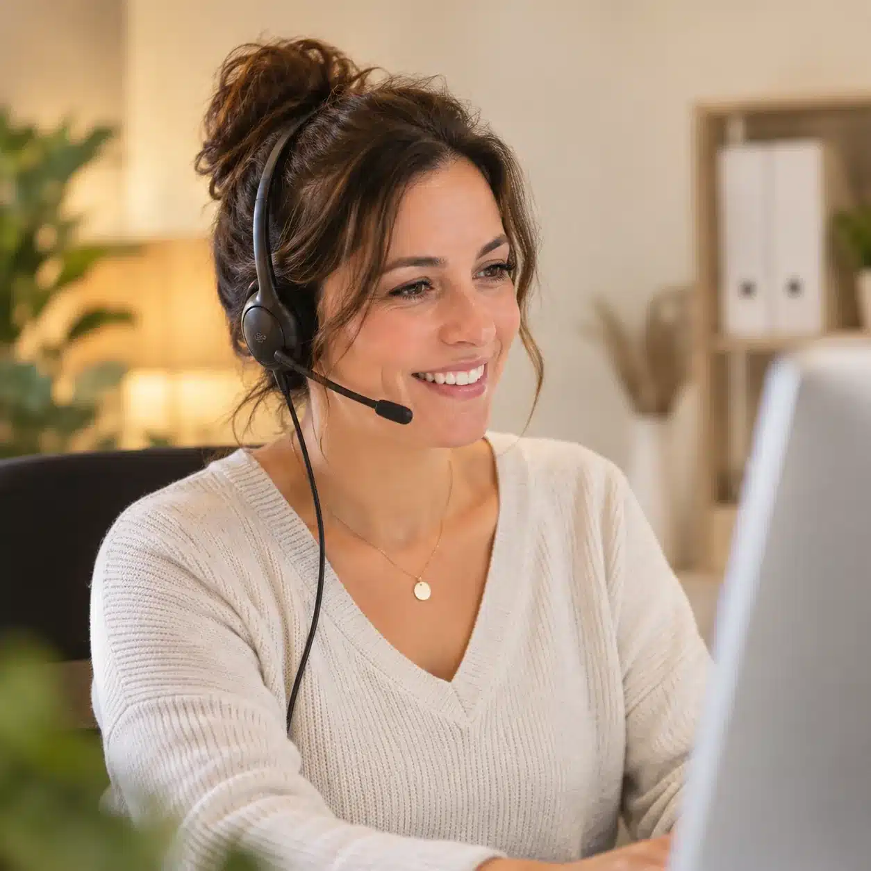 Accueil téléphonique Bel'assist au casque, accueil des patients et des familles d'un cabinet d'orthophonie